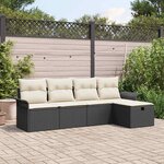 vidaXL Ensemble de canapé de jardin avec coussin 5 Pièces Noir Poly rotin