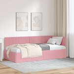 vidaXL Cadre de lit d'angle avec tête de lit Rose 90 x 190 cm Velours
