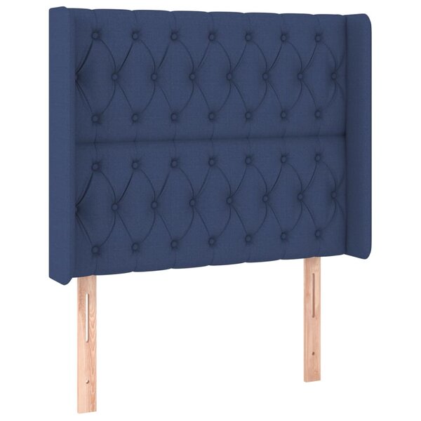 vidaXL Tête de lit avec oreilles Bleu 103x16x118/128 cm Tissu
