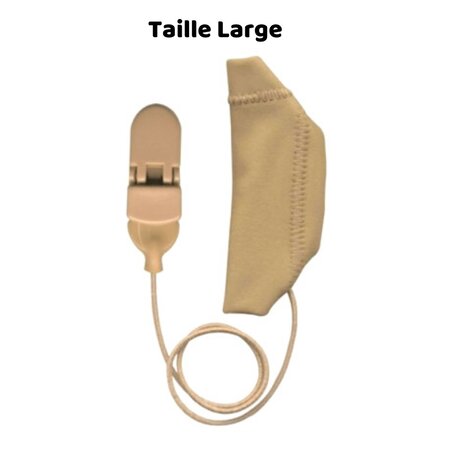 Housse mono de protection eargear pour appareils auditifs taille large avec cordon  beige