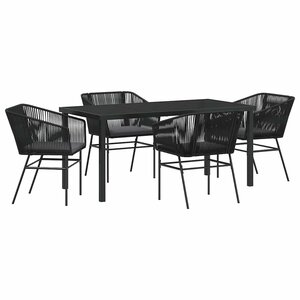 vidaXL Ensemble de salle à manger pour jardin avec coussin 5 Pièces Noir