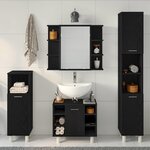 vidaXL Ensemble de mobilier de salle de bain avec étagère 4 Pièces Noir