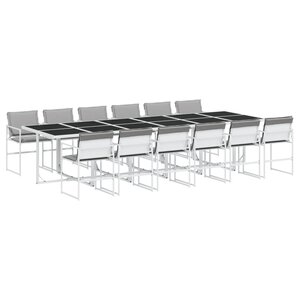 vidaXL Ensemble à manger de jardin avec coussins 13Pièces blanc textilène