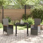 vidaXL Ensemble de salle à manger pour jardin 3 Pièces Gris Poly rotin