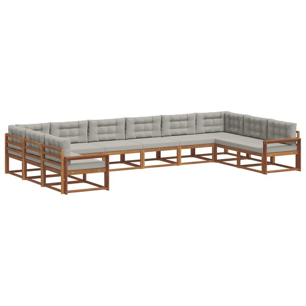 vidaXL Ensemble de canapés d'extérieur 10 Pièces Gris Naturel et Clair