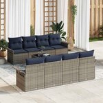 vidaXL Ensemble de canapé de jardin 9 Pièces Gris Poly rotin