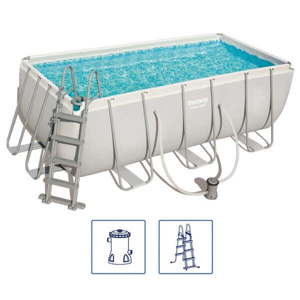 Bestway jeu de piscine rectangulaire power steel 412x201x122 cm 56456