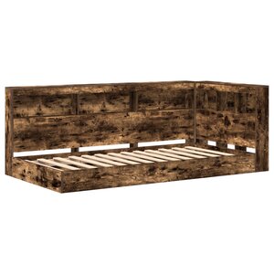 vidaXL Lit avec bibliothèque Chêne Fumé 75x190 cm Bois d'ingénierie