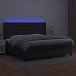 vidaXL Sommier à lattes de lit matelas LED Noir 200x200cm Similicuir