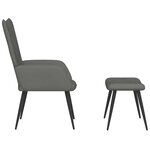 vidaXL Chaise de relaxation avec repose-pied Gris foncé Velours