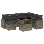 vidaXL Salon de jardin 8 Pièces avec coussins gris résine tressée