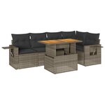 vidaXL Salon de jardin 6 Pièces avec coussins gris résine tressée