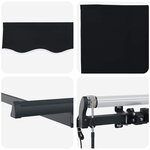 vidaXL Auvent Rétractable Noir 350 x 200 cm Polyester et Aluminium