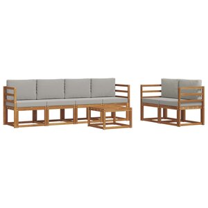 vidaXL Ensemble de canapés d'extérieur 7 pc Gris Naturel et Clair