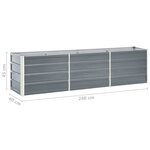 vidaXL Lit surélevé de jardin Acier galvanisé 240x40x45 cm Gris