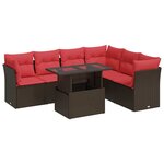 vidaXL Salon de jardin avec coussins 7 Pièces gris résine tressée acacia