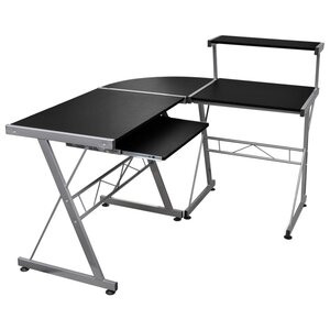 vidaXL Bureau d'ordinateur d'angle Noir 132x112x99cm Bois d'ingénierie