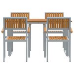 vidaXL Ensemble de salle à manger de jardin 5 pièces en acier gris et bois d'acacia massif