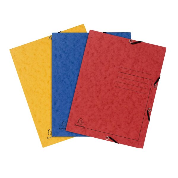 Paquet De 3 Chemises À Élastiques 3 Rabats Carte Lustrée 355gm2 - A4 - Couleurs Assorties - Exacompta