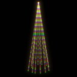 vidaXL Sapin de Noël sur mât de drapeau 732 LED Colorées 500 cm