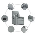 vidaXL Fauteuil inclinable électrique Gris clair Tissu