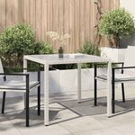 vidaXL Table de jardin 90x90x75cm Verre trempé et résine tressée Blanc