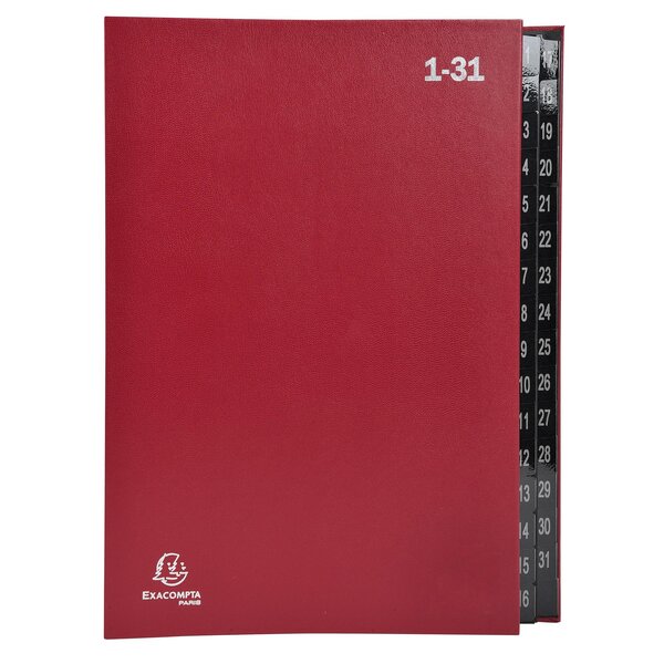 Trieur Rigide Economique Ordonator 32 Compartiments Numériques - 24x34cm - Rouge - X 6 - Exacompta