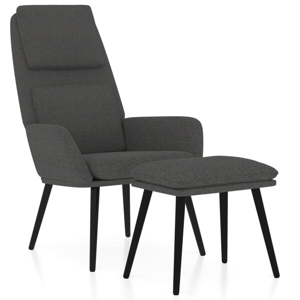 vidaXL Chaise de relaxation avec tabouret Gris foncé Tissu