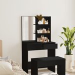 vidaXL Coiffeuse avec miroir noir 74 5x40x141 cm