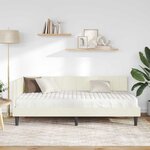 vidaXL Cadre de lit d'angle avec matelas Crème 90 x 190 cm Velours