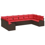 vidaXL Ensemble de Canapés avec coussin 10 Pièces Marron polyrotin
