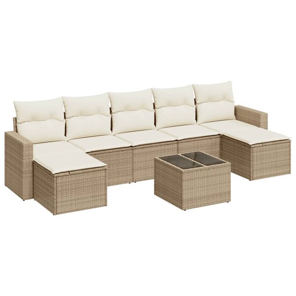 vidaXL Salon de jardin avec coussins 8 Pièces beige résine tressée