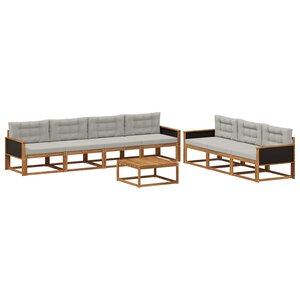 vidaXL Ensemble de canapés d'extérieur 8 Pièces Naturel et Gris clair