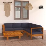 vidaXL Salon de jardin 6 Pièces avec coussins gris foncé Bois d'acacia