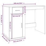 vidaXL Bureau Chêne fumé 100x49x75 cm Bois d'ingénierie