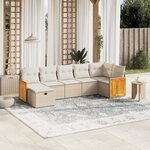 vidaXL Salon de jardin avec coussins 7 Pièces beige résine tressée