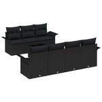 Ensemble de Canapés de Jardin 8 Pièces avec Coussins Noir Poly Rattan