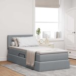 vidaXL Lit avec rangement et matelas Gris clair 100 x 200 cm