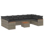 vidaXL Salon de jardin 11 Pièces avec coussins gris résine tressée