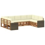 vidaXL Ensemble de canapés d'extérieur 9 pc Naturel et Crème Polyester