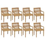 Vidaxl chaises batavia avec coussins 8 pièces bois de teck solide