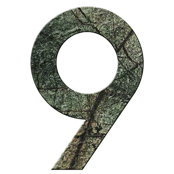 Numéro 9 - Numéro adhésif pour boîtes aux lettres- Pierre véritable 50 mm  ORIGINES