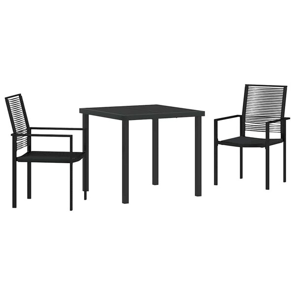 vidaXL Ensemble de salle à manger pour jardin 3 Pièces Noir Rattan PVC