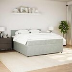 vidaXL Sommier à lattes de lit et matelas Gris clair 200x200cm Velours