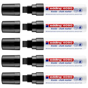 Marqueur Craie Liquide 4090 Noir Pointe Large 4-15 mm x 5 EDDING