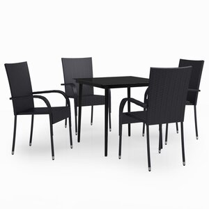 vidaXL Ensemble à manger de jardin 5 Pièces Noir