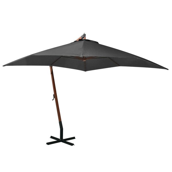 vidaXL Parasol de jardin suspendu avec mât Anthracite bois de sapin