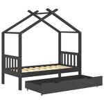 vidaXL Cadre de lit enfant avec tiroir gris foncé pin massif 80x160 cm