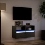 vidaXL Meubles TV muraux avec lumières LED 2 Pièces noir 41x31x45 cm