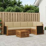 vidaXL Ensemble de canapé d'angle avec coussin 5 Pièces Naturel